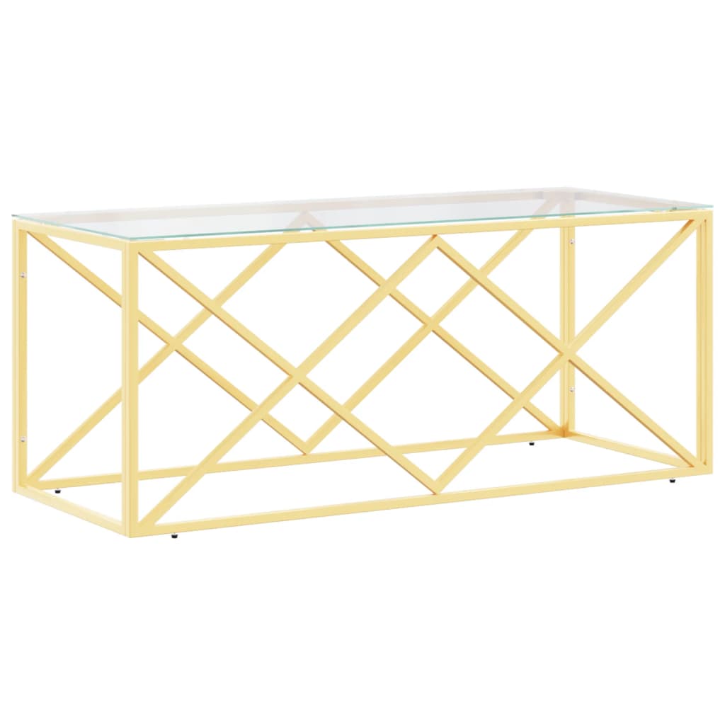 vidaXL Masă de cafea, 110x45x45 cm, oțel inoxidabil și sticlă vidaXL Masă de cafea, 110x45x45 cm, oțel inoxidabil și sticlă
