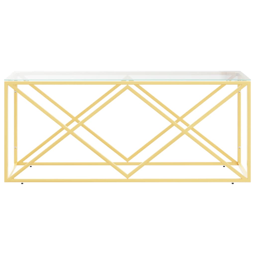 vidaXL Masă de cafea, 110x45x45 cm, oțel inoxidabil și sticlă vidaXL Masă de cafea, 110x45x45 cm, oțel inoxidabil și sticlă