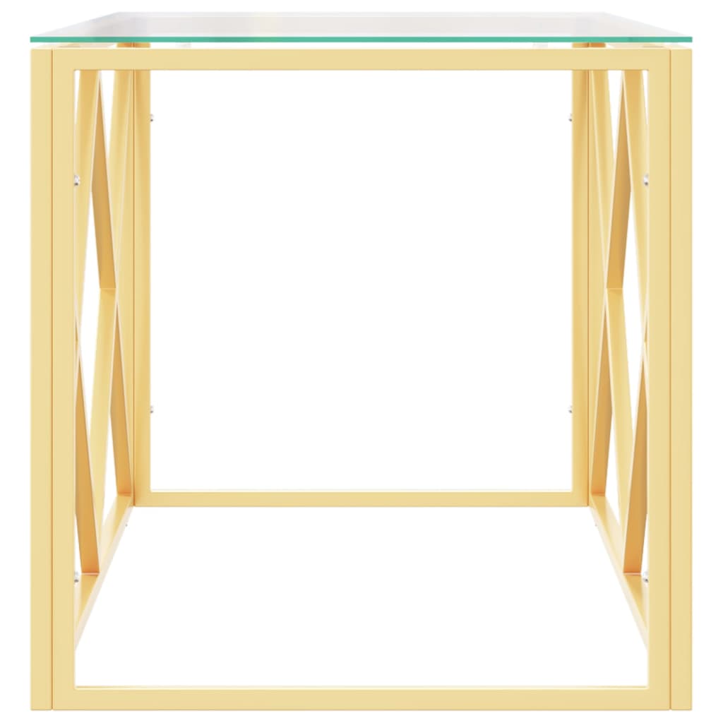 vidaXL Masă de cafea, 110x45x45 cm, oțel inoxidabil și sticlă vidaXL Masă de cafea, 110x45x45 cm, oțel inoxidabil și sticlă