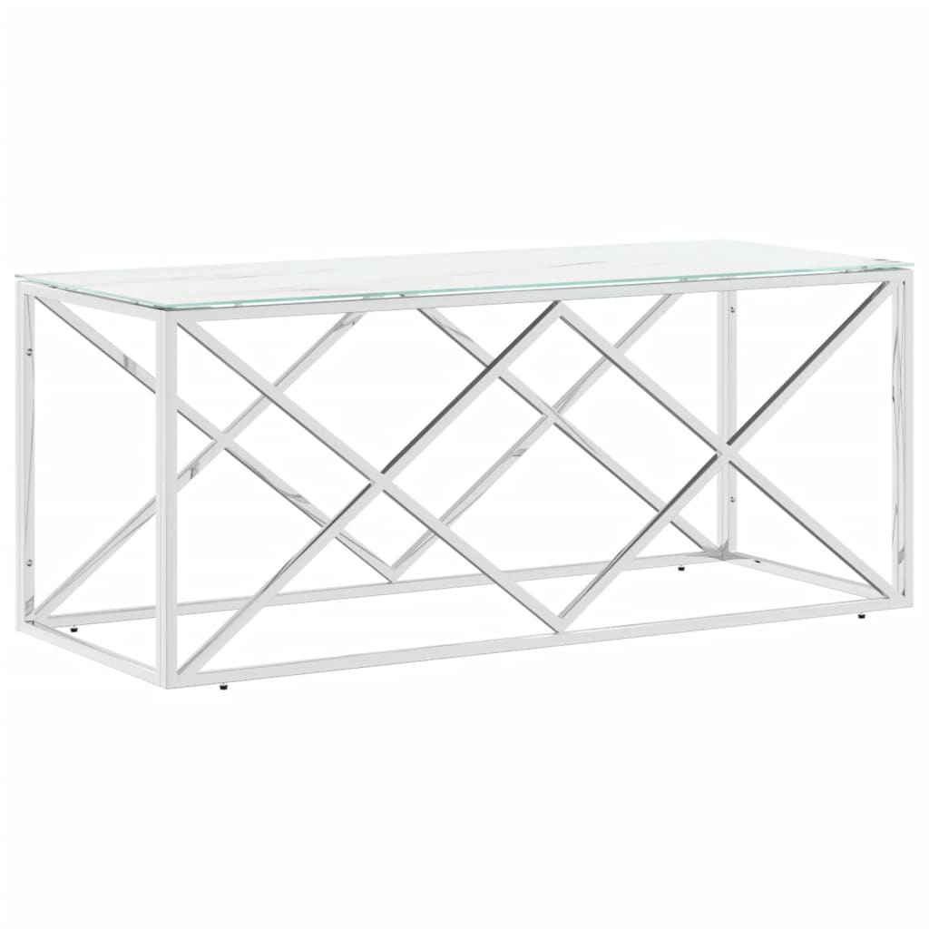 vidaXL Masă de cafea, 110x45x45 cm, oțel inoxidabil și sticlă vidaXL Masă de cafea, 110x45x45 cm, oțel inoxidabil și sticlă