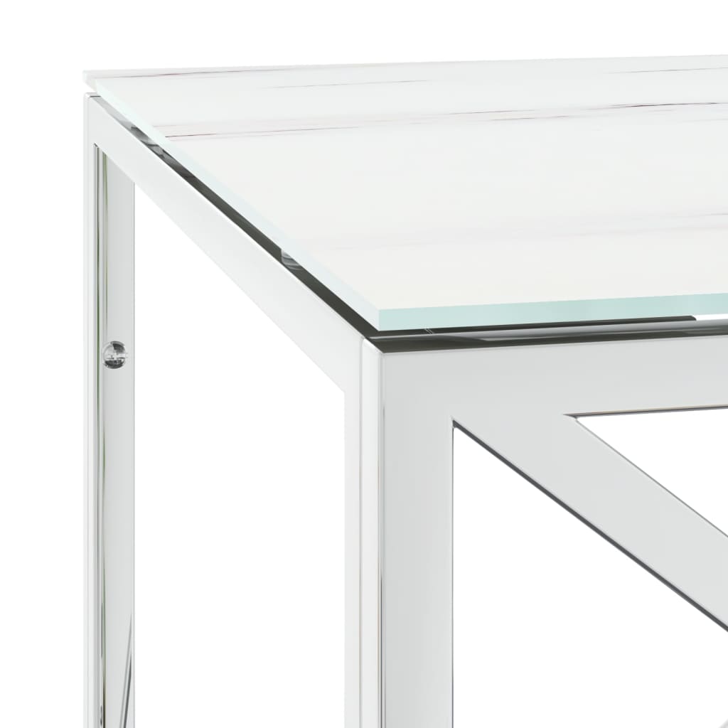 vidaXL Masă de cafea, 110x45x45 cm, oțel inoxidabil și sticlă vidaXL Masă de cafea, 110x45x45 cm, oțel inoxidabil și sticlă