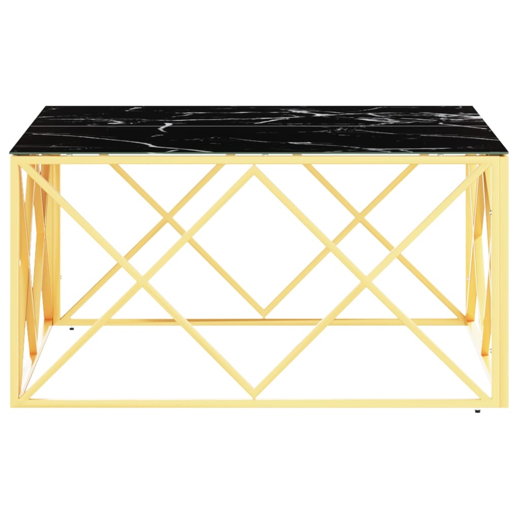 vidaXL Masă de cafea, auriu, 80x80x40 cm, oțel inoxidabil și sticlă