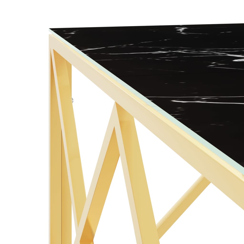 vidaXL Masă de cafea, auriu, 80x80x40 cm, oțel inoxidabil și sticlă