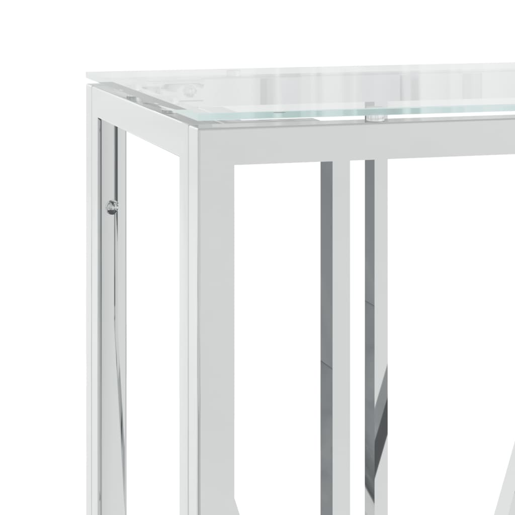 vidaXL Masă consolă, 110x30x70 cm, oțel inoxidabil și sticlă vidaXL Masă consolă, 110x30x70 cm, oțel inoxidabil și sticlă