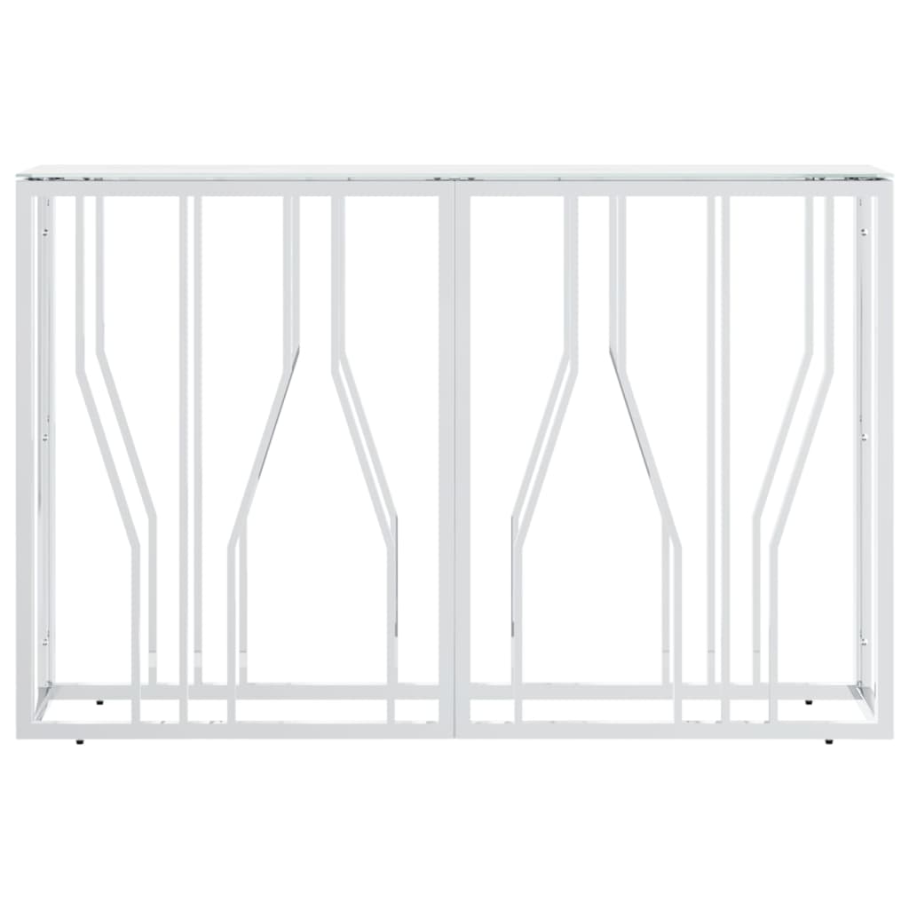 vidaXL Masă consolă, argintiu, 110x30x70 cm, oțel inoxidabil și sticlă vidaXL Masă consolă, argintiu, 110x30x70 cm, oțel inoxidabil și sticlă