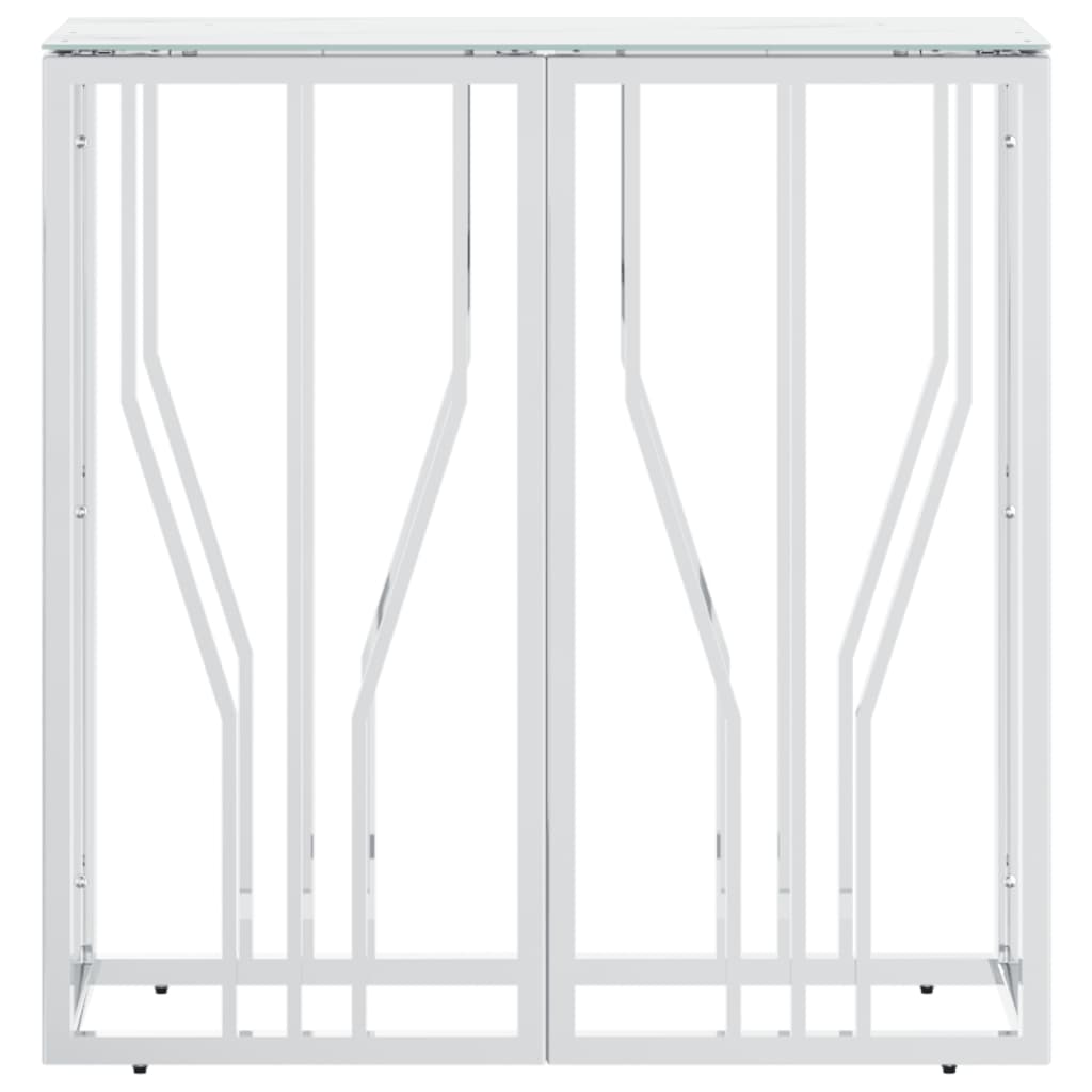 vidaXL Masă consolă, argintiu, 70x30x70 cm, oțel inoxidabil și sticlă vidaXL Masă consolă, argintiu, 70x30x70 cm, oțel inoxidabil și sticlă
