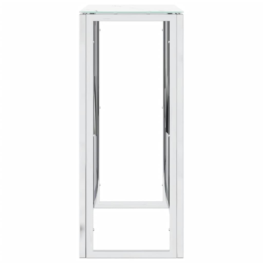 vidaXL Masă consolă, argintiu, 70x30x70 cm, oțel inoxidabil și sticlă vidaXL Masă consolă, argintiu, 70x30x70 cm, oțel inoxidabil și sticlă