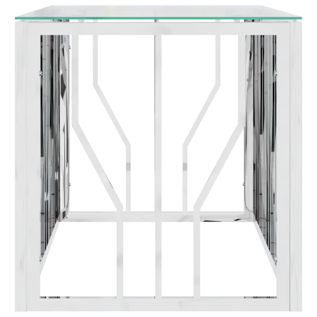 vidaXL Masă de cafea, 110x45x45 cm, oțel inoxidabil și sticlă vidaXL Masă de cafea, 110x45x45 cm, oțel inoxidabil și sticlă