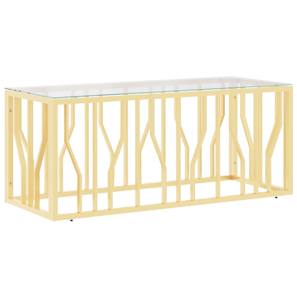 vidaXL Masă de cafea, 110x45x45 cm, oțel inoxidabil și sticlă vidaXL Masă de cafea, 110x45x45 cm, oțel inoxidabil și sticlă