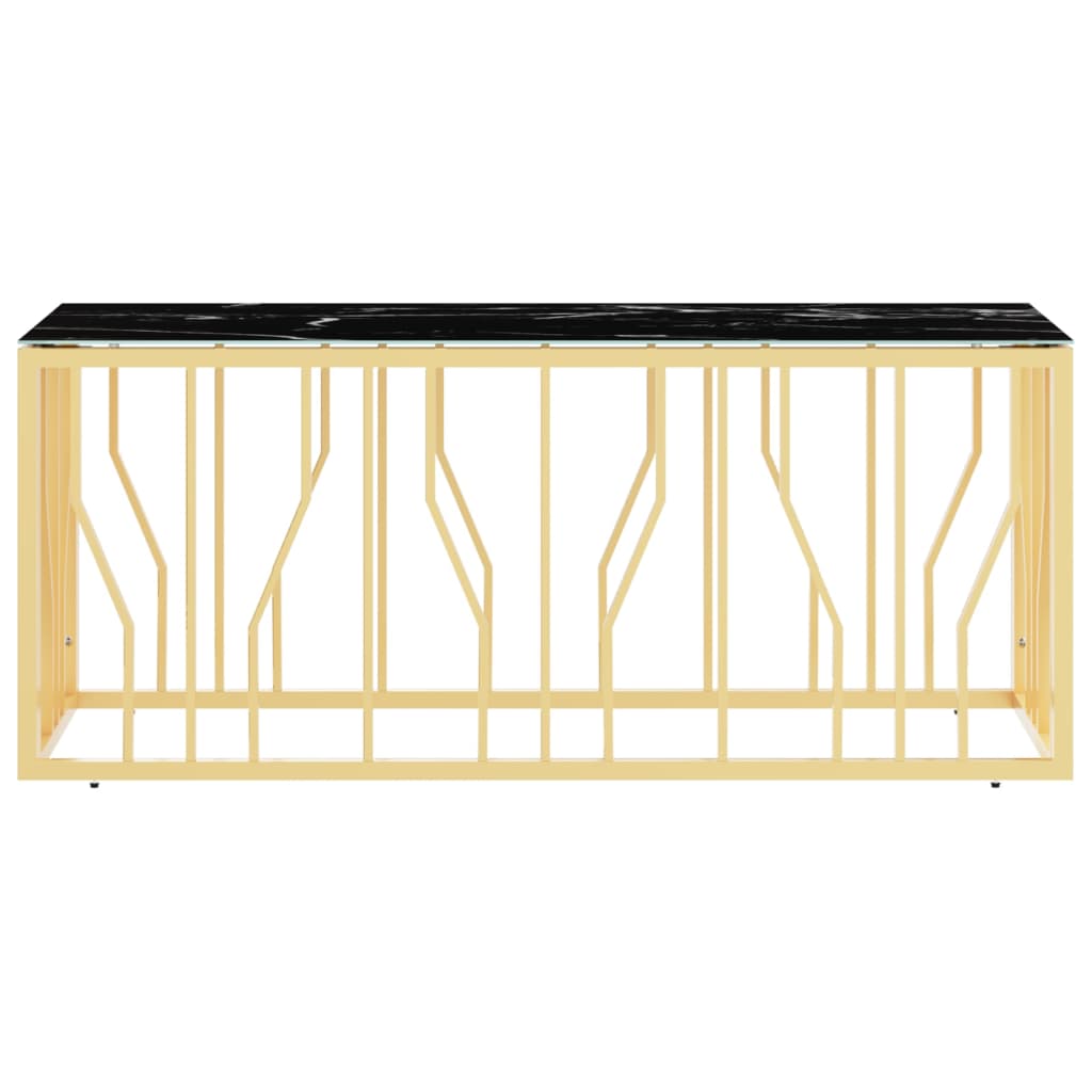 vidaXL Masă de cafea, auriu, 110x45x45 cm, oțel inoxidabil și sticlă