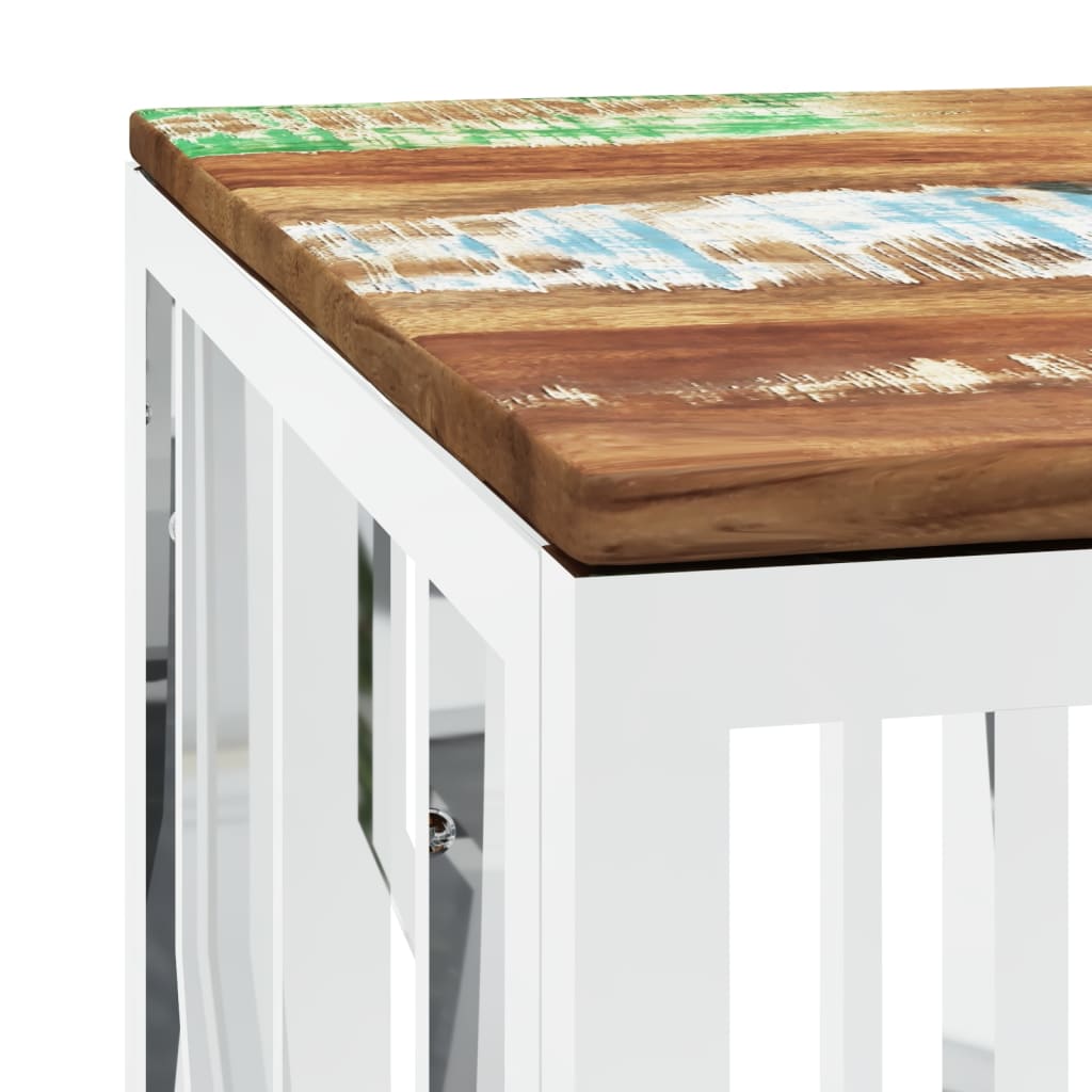 vidaXL Măsuță de cafea din oțel inoxidabil și lemn masiv reciclat