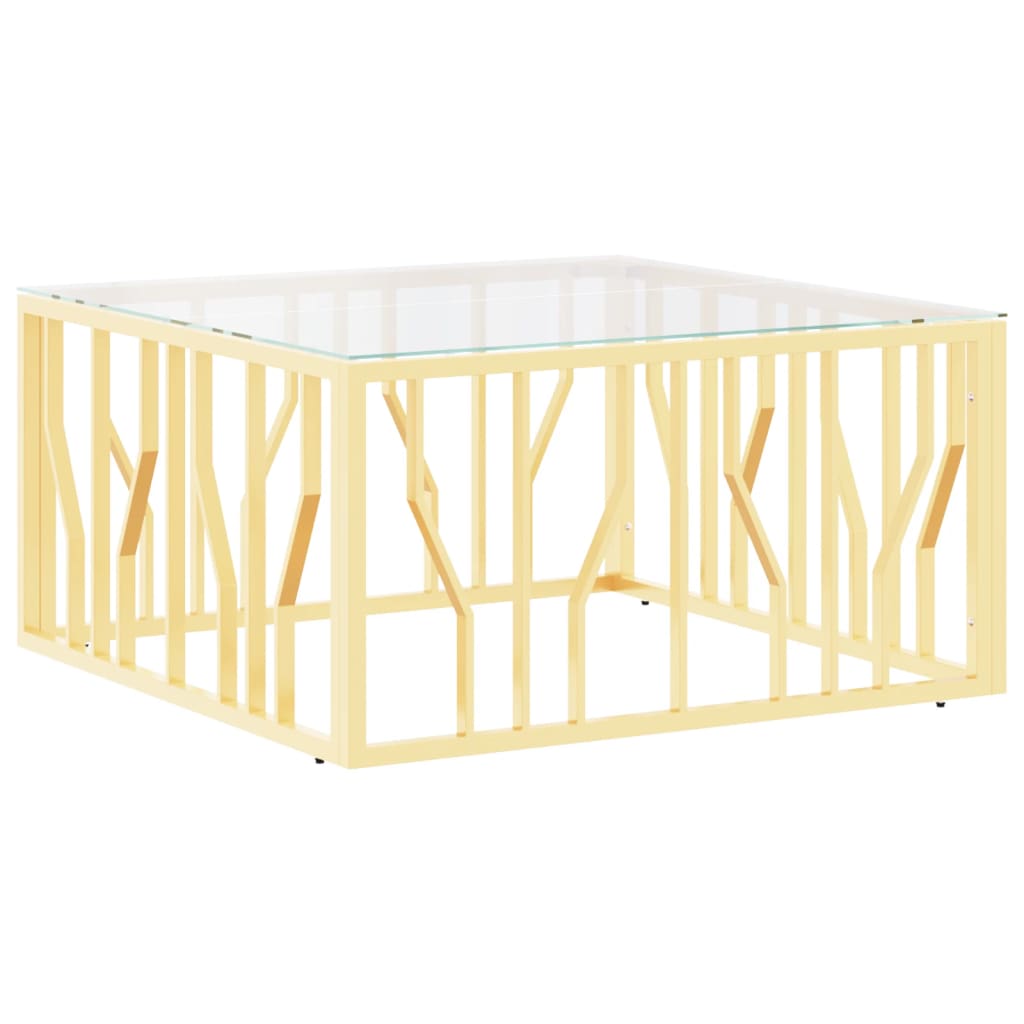 vidaXL Masă de cafea, auriu, 80x80x40 cm, oțel inoxidabil și sticlă vidaXL Masă de cafea, auriu, 80x80x40 cm, oțel inoxidabil și sticlă