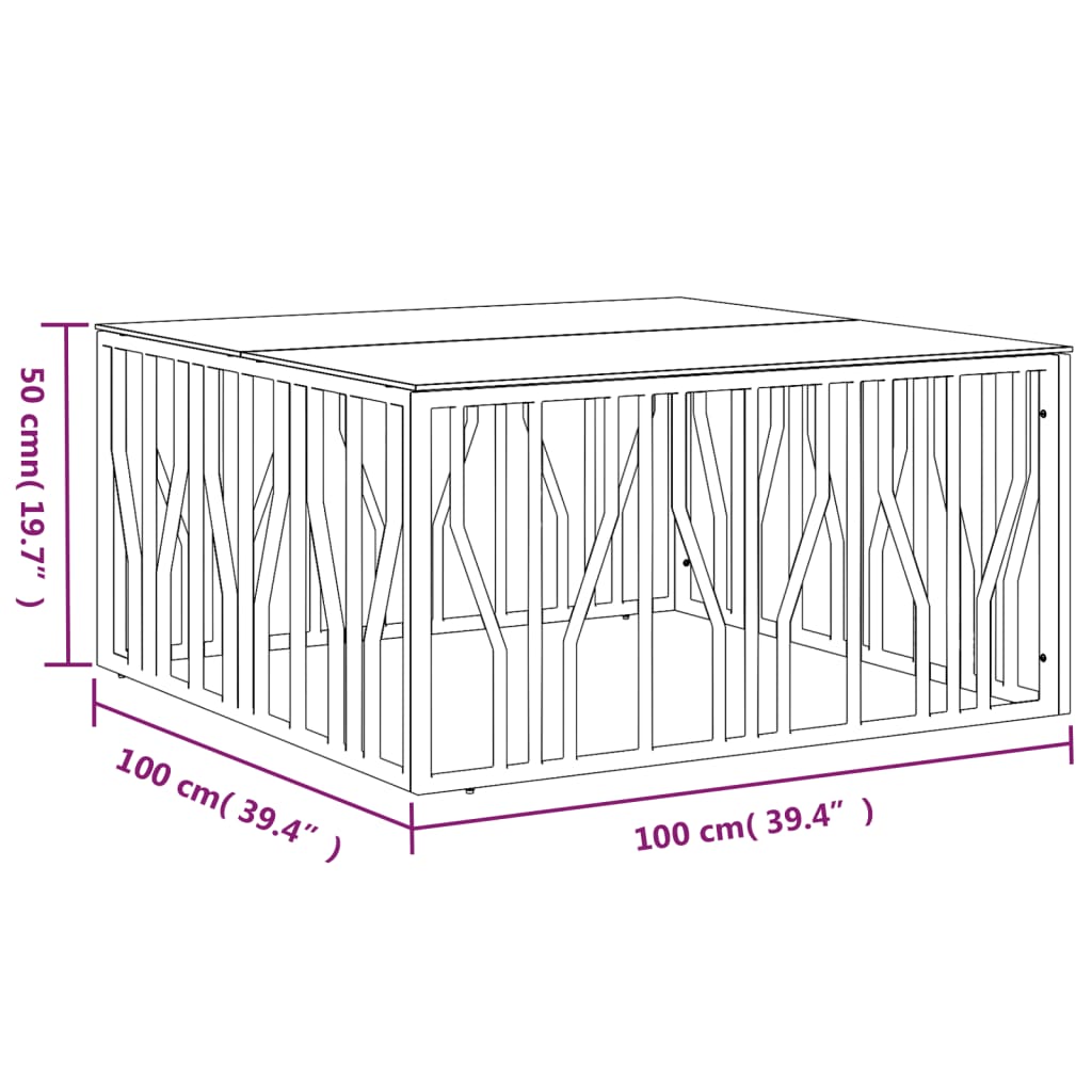 vidaXL Măsuță de cafea, 100x100x50 cm, oțel inoxidabil și sticlă vidaXL Măsuță de cafea, 100x100x50 cm, oțel inoxidabil și sticlă