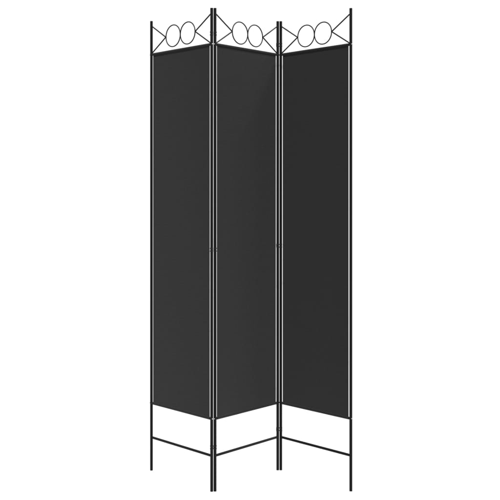 vidaXL Paravan de cameră cu 3 panouri, negru, 120x200 cm, textil vidaXL Paravan de cameră cu 3 panouri, negru, 120x200 cm, textil