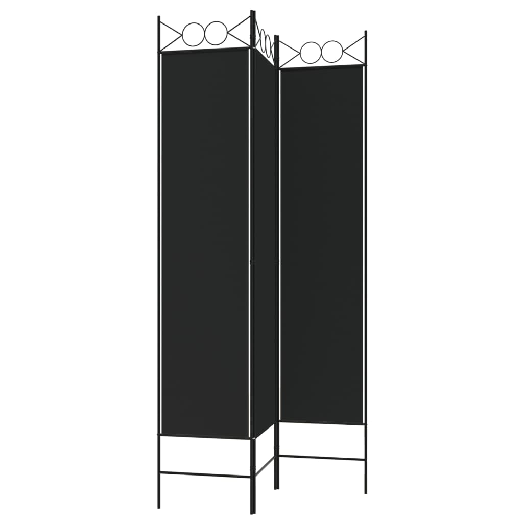 vidaXL Paravan de cameră cu 3 panouri, negru, 120x200 cm, textil vidaXL Paravan de cameră cu 3 panouri, negru, 120x200 cm, textil