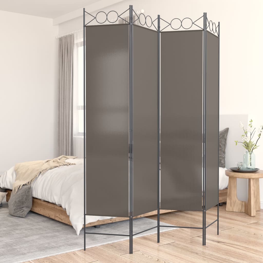 vidaXL Paravan de cameră cu 4 panouri, antracit, 160x200 cm, textil vidaXL Paravan de cameră cu 4 panouri, antracit, 160x200 cm, textil