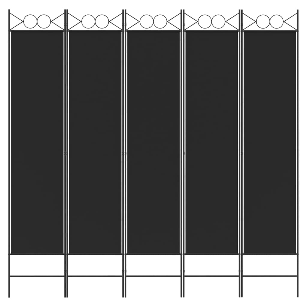 vidaXL Paravan de cameră cu 5 panouri, negru, 200x200 cm, textil vidaXL Paravan de cameră cu 5 panouri, negru, 200x200 cm, textil