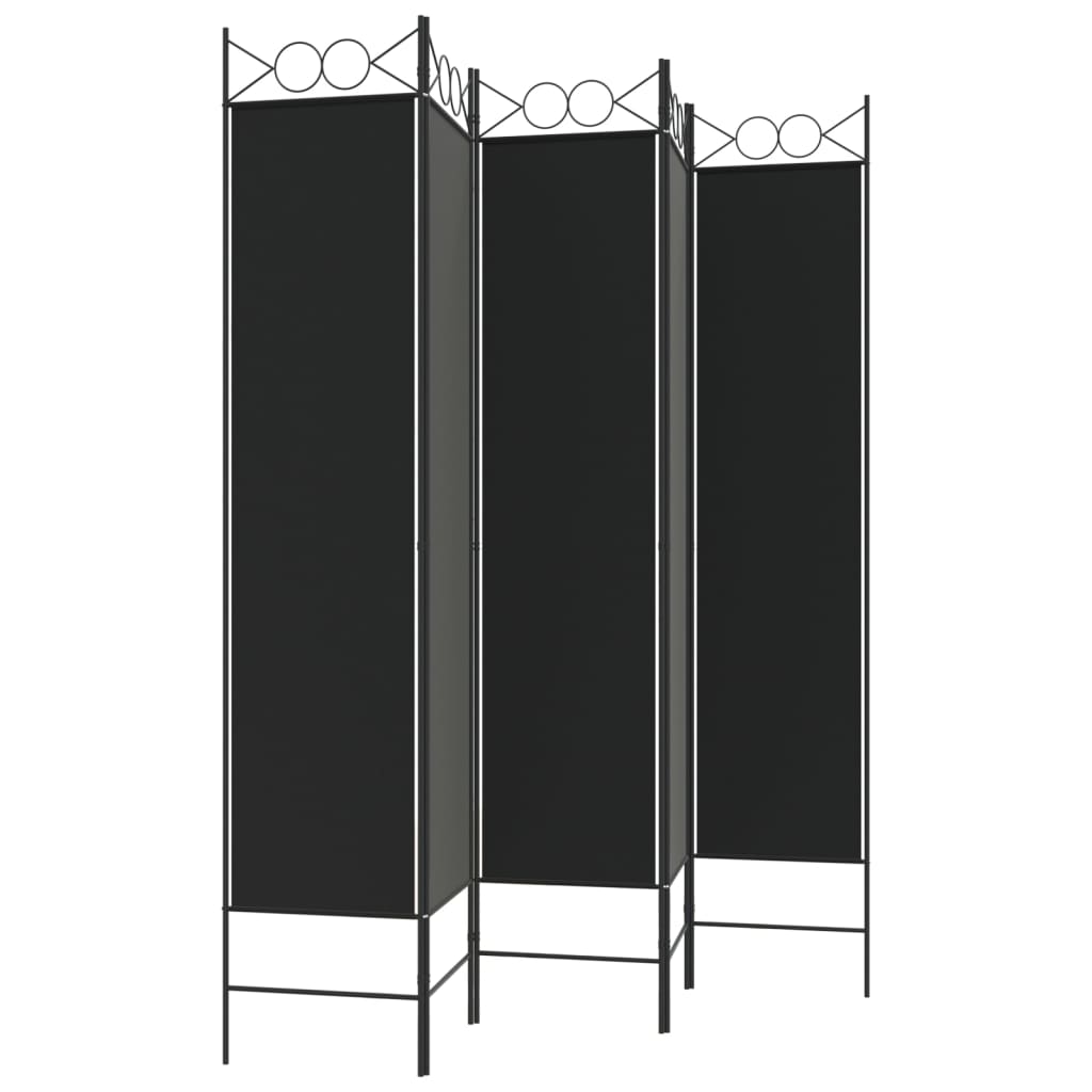vidaXL Paravan de cameră cu 5 panouri, negru, 200x200 cm, textil vidaXL Paravan de cameră cu 5 panouri, negru, 200x200 cm, textil
