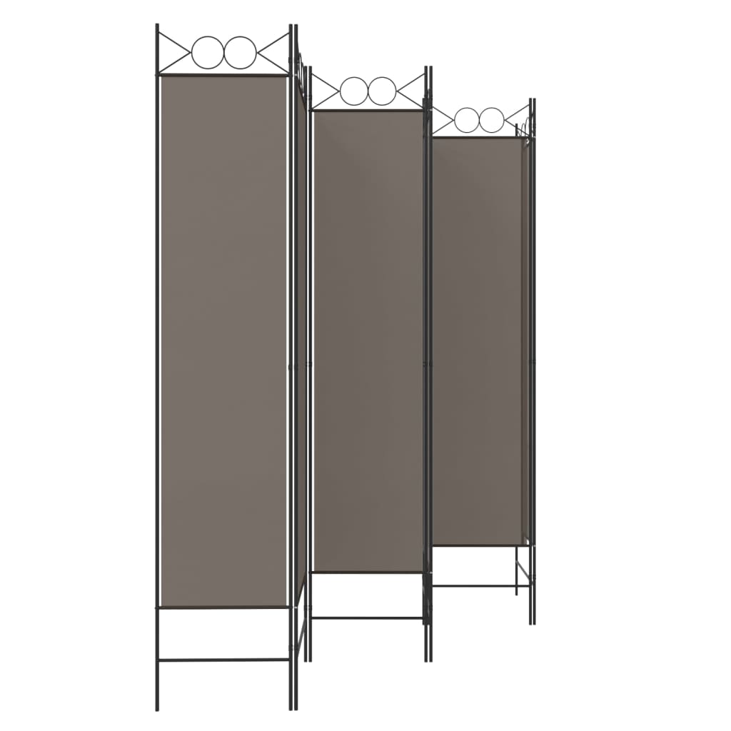 vidaXL Paravan de cameră cu 6 panouri, antracit, 240x200 cm, textil vidaXL Paravan de cameră cu 6 panouri, antracit, 240x200 cm, textil