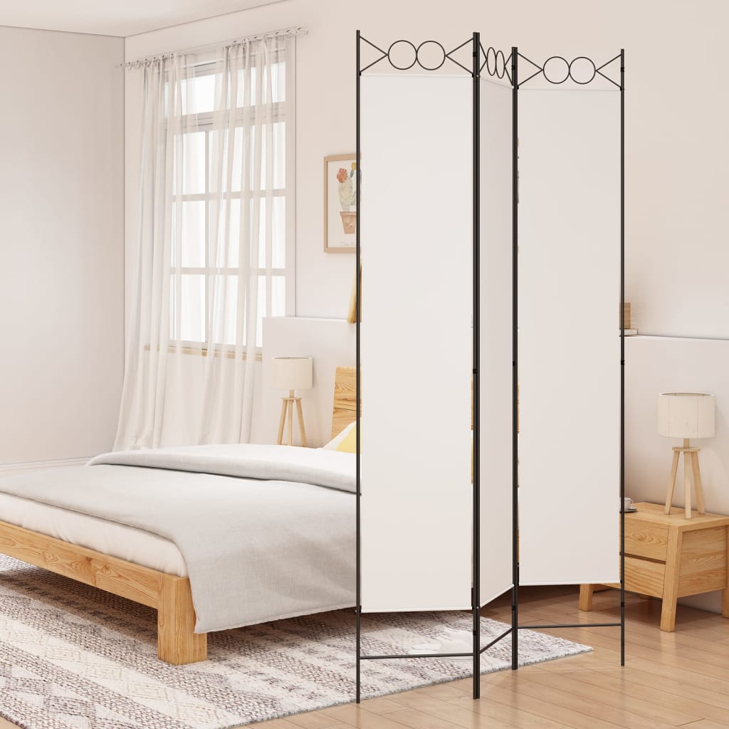 vidaXL Paravan de cameră cu 3 panouri, alb, 120x220 cm, textil vidaXL Paravan de cameră cu 3 panouri, alb, 120x220 cm, textil