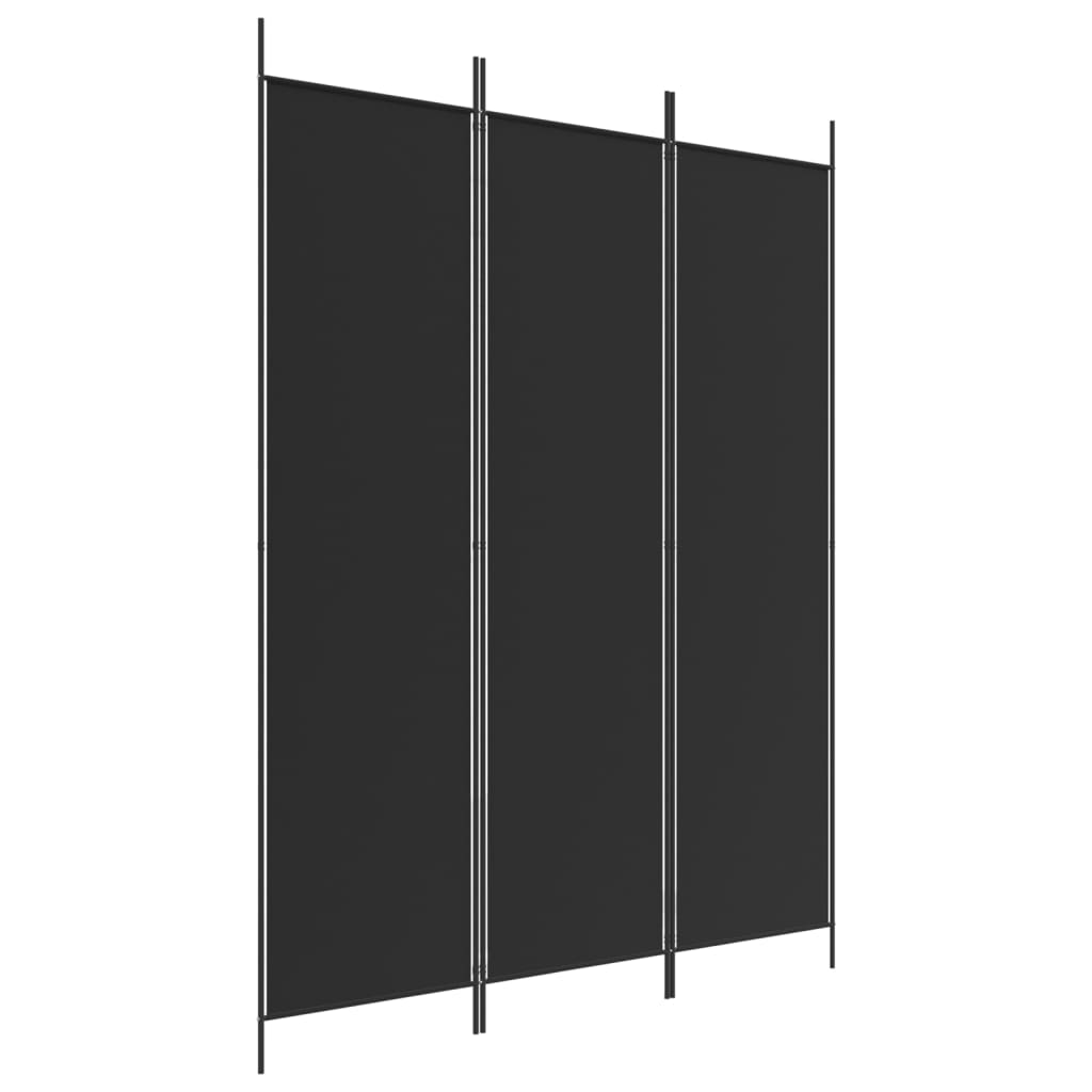 vidaXL Paravan de cameră cu 3 panouri, negru, 150x200 cm, textil vidaXL Paravan de cameră cu 3 panouri, negru, 150x200 cm, textil