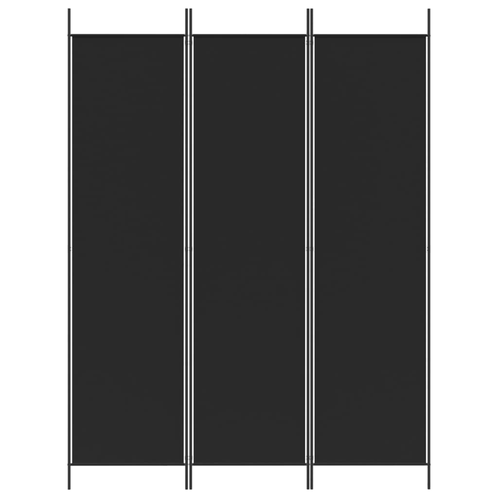 vidaXL Paravan de cameră cu 3 panouri, negru, 150x200 cm, textil vidaXL Paravan de cameră cu 3 panouri, negru, 150x200 cm, textil