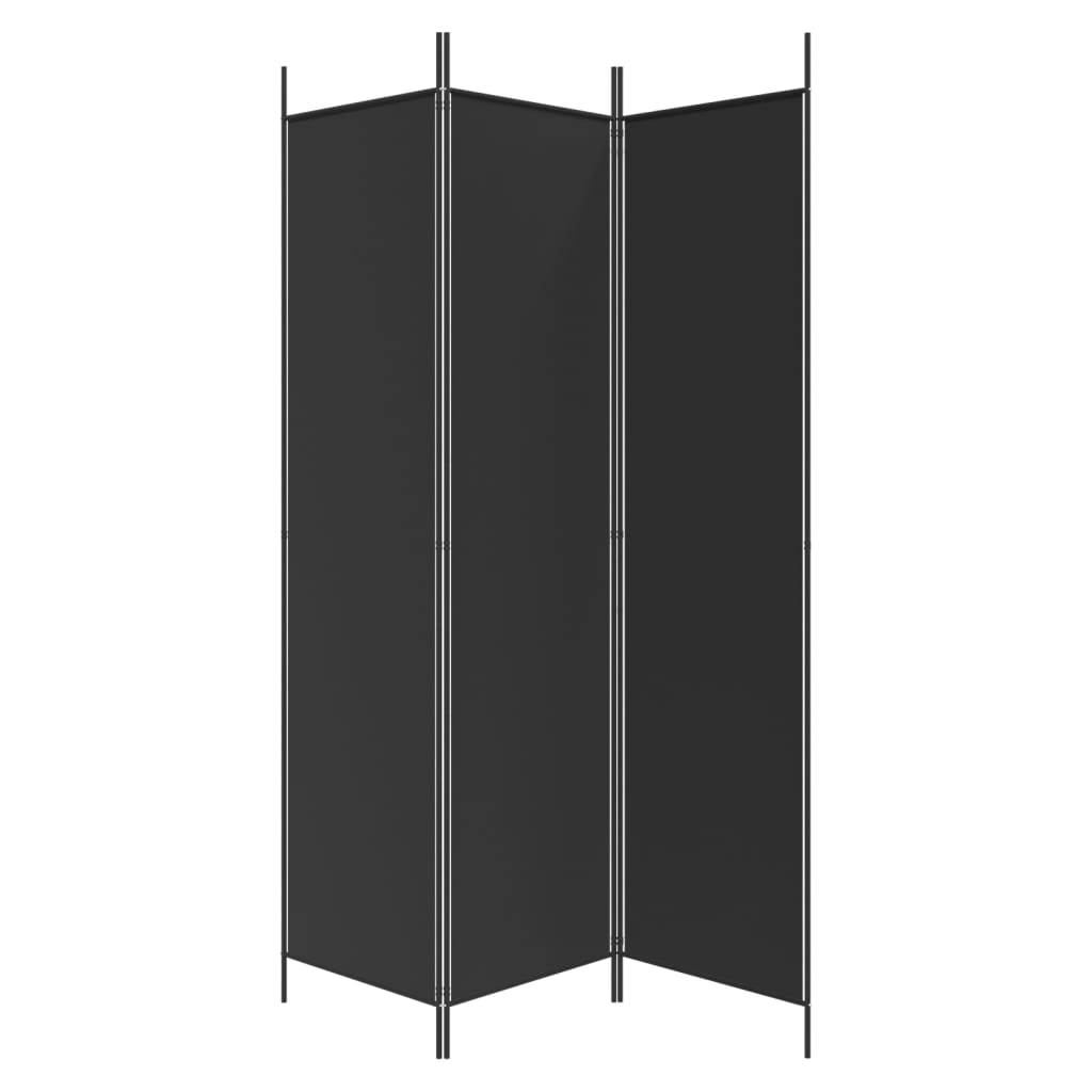 vidaXL Paravan de cameră cu 3 panouri, negru, 150x200 cm, textil vidaXL Paravan de cameră cu 3 panouri, negru, 150x200 cm, textil