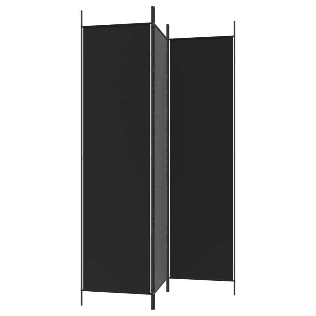 vidaXL Paravan de cameră cu 3 panouri, negru, 150x200 cm, textil vidaXL Paravan de cameră cu 3 panouri, negru, 150x200 cm, textil