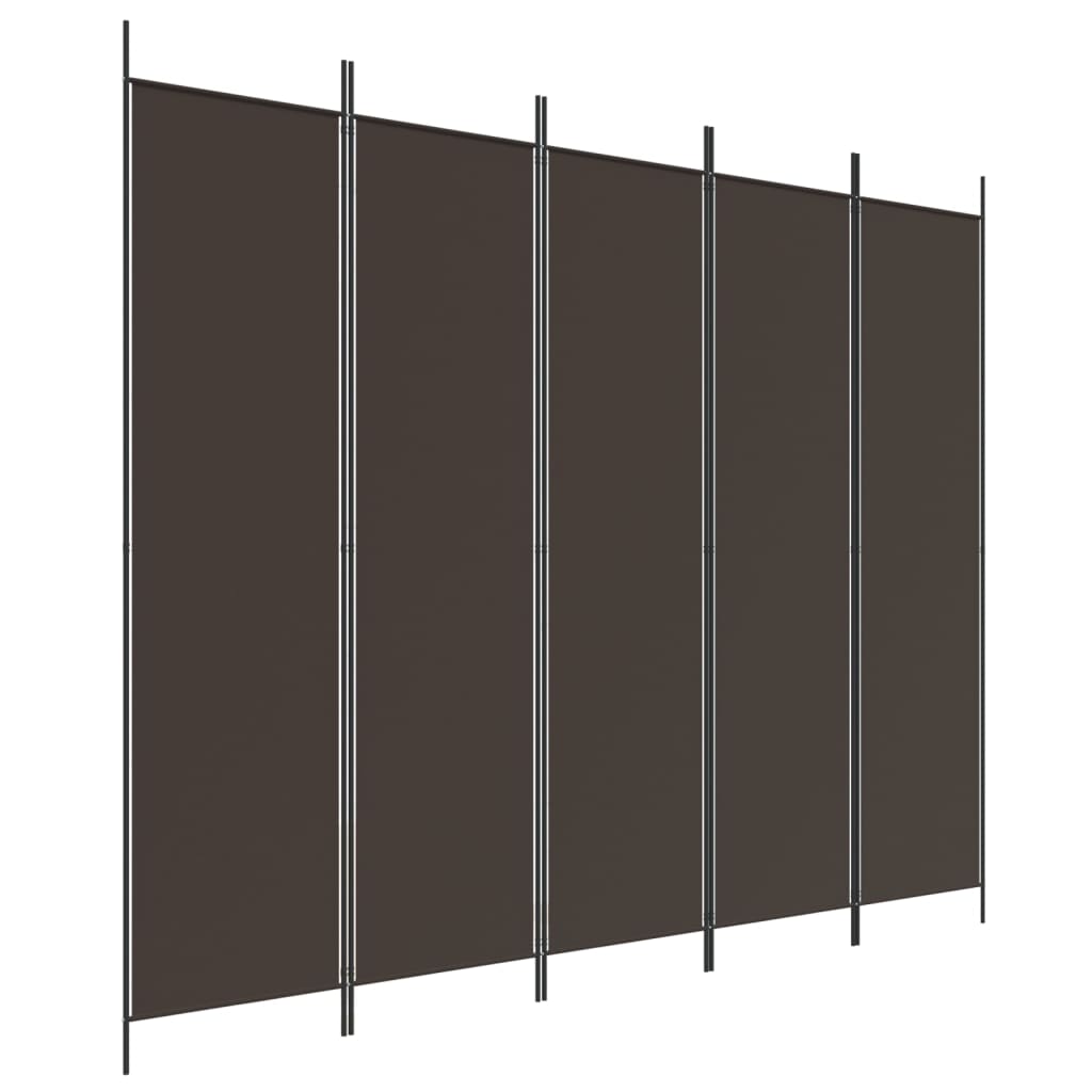 vidaXL Paravan de cameră cu 5 panouri maro 250x200 cm material textil