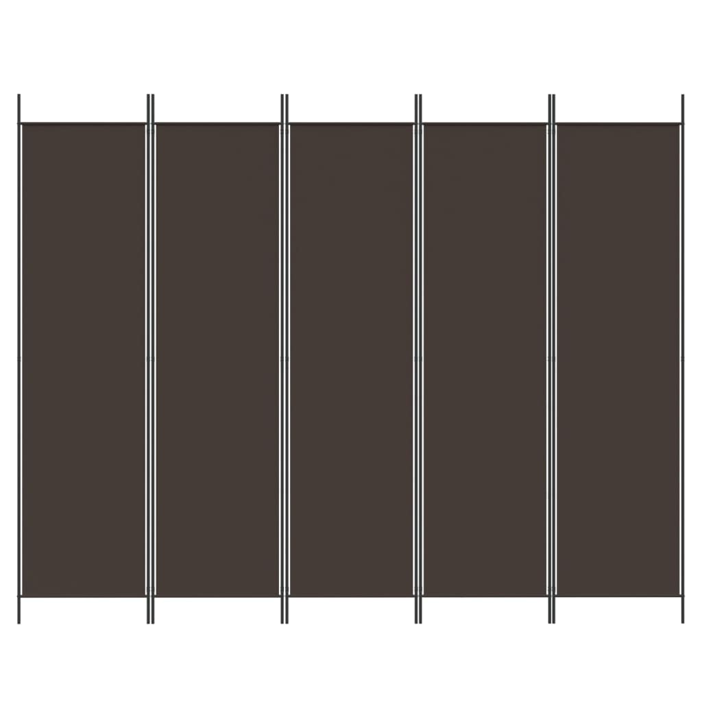 vidaXL Paravan de cameră cu 5 panouri maro 250x200 cm material textil
