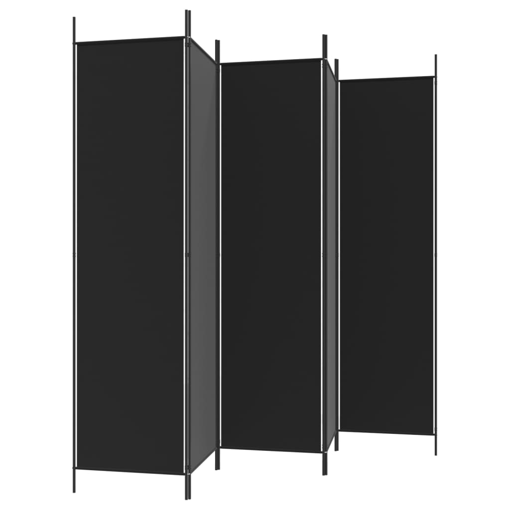 vidaXL Paravan de cameră cu 5 panouri, negru, 250x200 cm, textil vidaXL Paravan de cameră cu 5 panouri, negru, 250x200 cm, textil