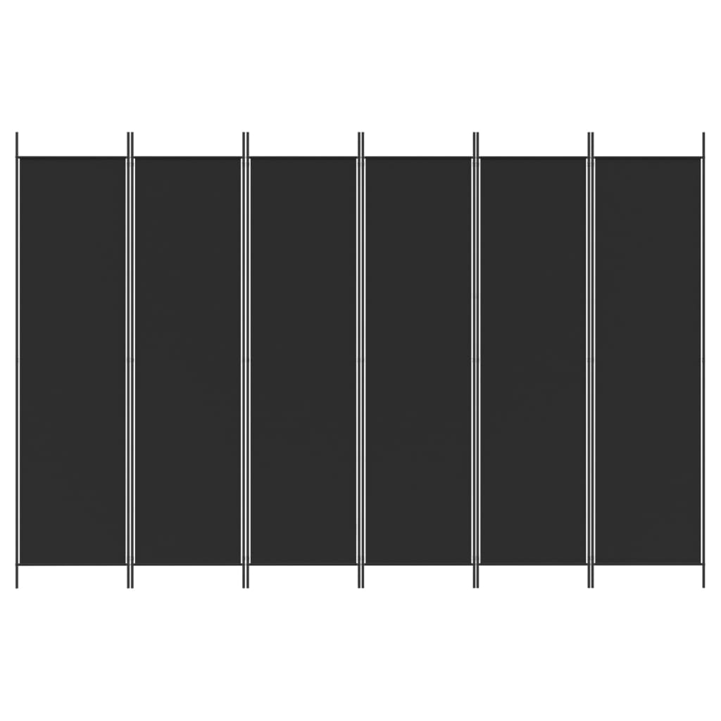 vidaXL Paravan de cameră cu 6 panouri, negru, 300x200 cm, textil vidaXL Paravan de cameră cu 6 panouri, negru, 300x200 cm, textil