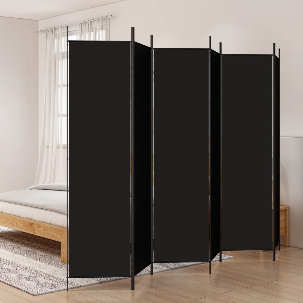 vidaXL Paravan de cameră cu 6 panouri, negru, 300x200 cm, textil vidaXL Paravan de cameră cu 6 panouri, negru, 300x200 cm, textil