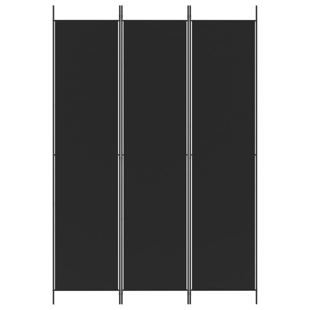 vidaXL Paravan de cameră cu 3 panouri, negru, 150x220 cm, textil vidaXL Paravan de cameră cu 3 panouri, negru, 150x220 cm, textil
