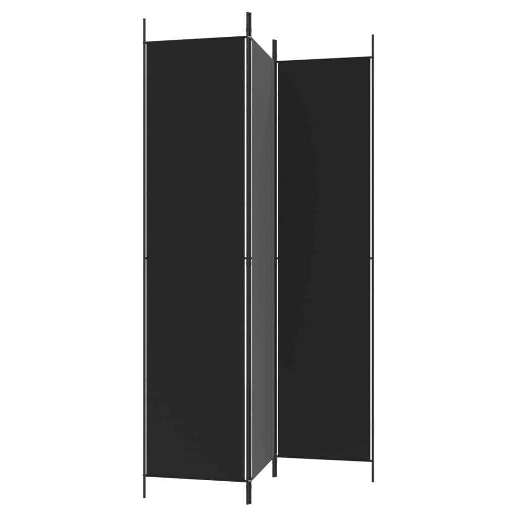 vidaXL Paravan de cameră cu 3 panouri, negru, 150x220 cm, textil vidaXL Paravan de cameră cu 3 panouri, negru, 150x220 cm, textil