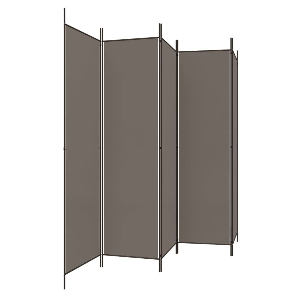 vidaXL Paravan de cameră cu 5 panouri, antracit, 250 x 220 cm, textil