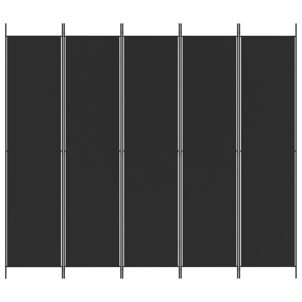 vidaXL Paravan de cameră cu 5 panouri, negru, 250x220 cm, textil vidaXL Paravan de cameră cu 5 panouri, negru, 250x220 cm, textil