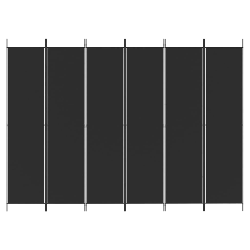 vidaXL Paravan de cameră cu 6 panouri, negru, 300x220 cm, textil vidaXL Paravan de cameră cu 6 panouri, negru, 300x220 cm, textil