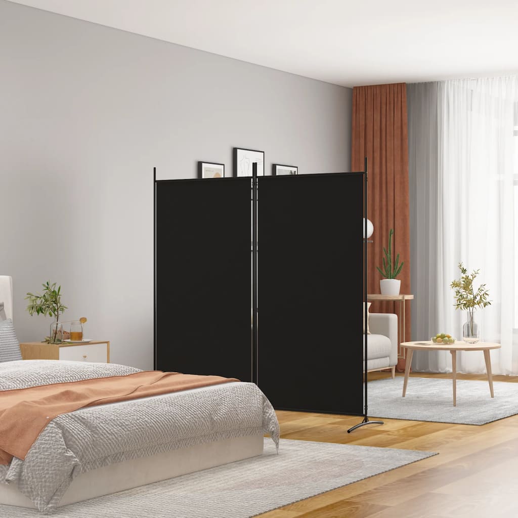 vidaXL Paravan de cameră cu 2 panouri, negru, 175x180 cm, textil vidaXL Paravan de cameră cu 2 panouri, negru, 175x180 cm, textil