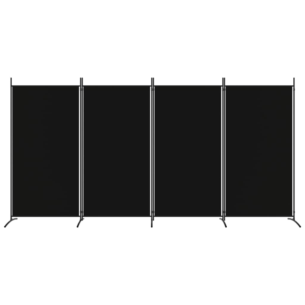 vidaXL Paravan de cameră cu 4 panouri, negru, 346x180 cm, textil vidaXL Paravan de cameră cu 4 panouri, negru, 346x180 cm, textil