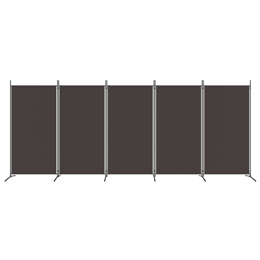 vidaXL Paravan de cameră cu 5 panouri, maro, 433x180 cm, textil vidaXL Paravan de cameră cu 5 panouri, maro, 433x180 cm, textil