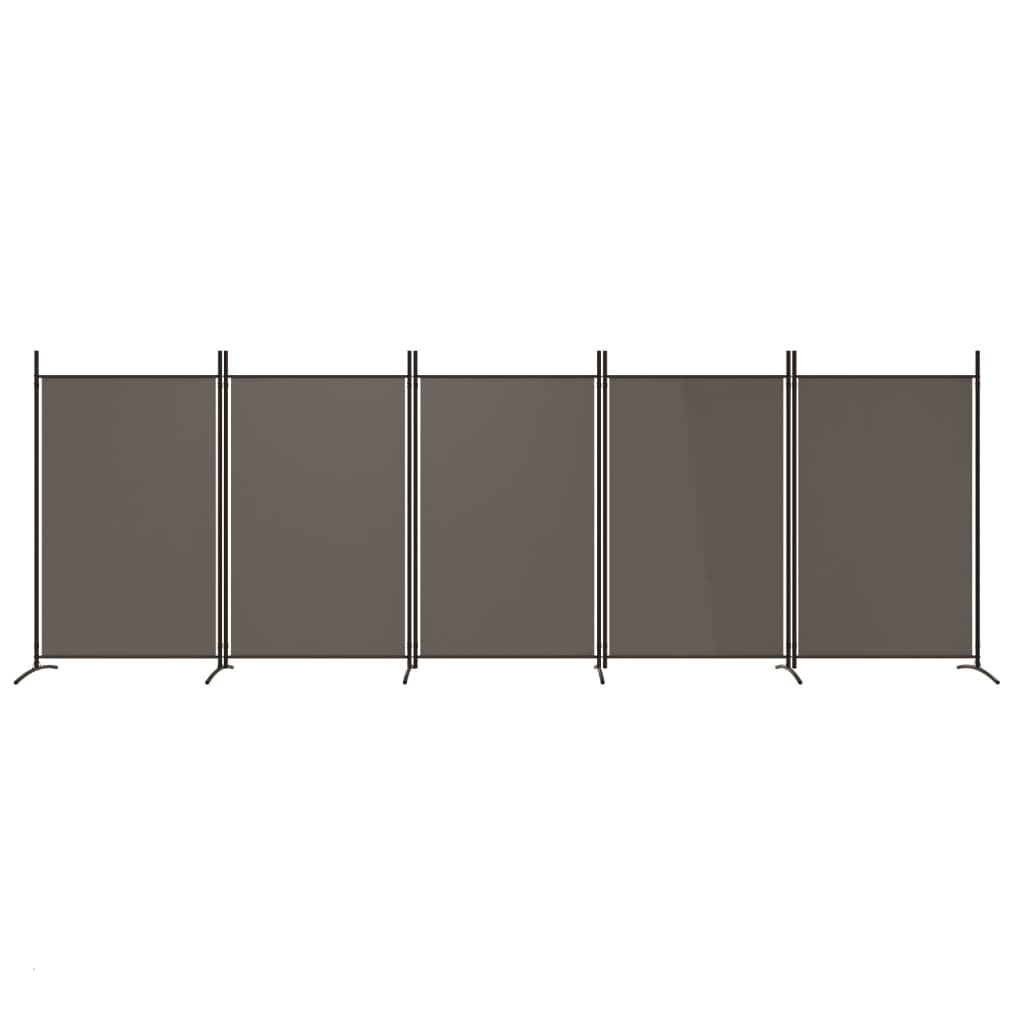 vidaXL Paravan de cameră cu 5 panouri, antracit, 433x180 cm, textil vidaXL Paravan de cameră cu 5 panouri, antracit, 433x180 cm, textil