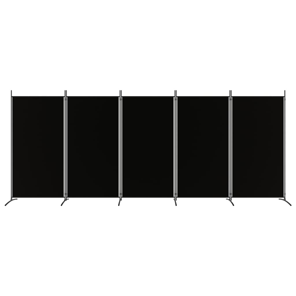 vidaXL Paravan de cameră cu 5 panouri, negru, 433x180 cm, textil vidaXL Paravan de cameră cu 5 panouri, negru, 433x180 cm, textil