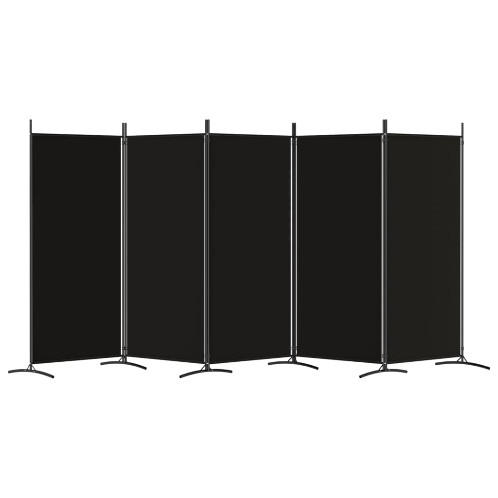 vidaXL Paravan de cameră cu 5 panouri, negru, 433x180 cm, textil vidaXL Paravan de cameră cu 5 panouri, negru, 433x180 cm, textil