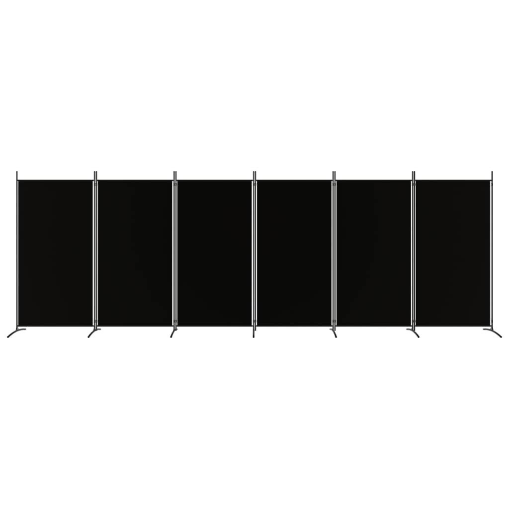 vidaXL Paravan de cameră cu 6 panouri, negru, 520x180 cm, textil vidaXL Paravan de cameră cu 6 panouri, negru, 520x180 cm, textil