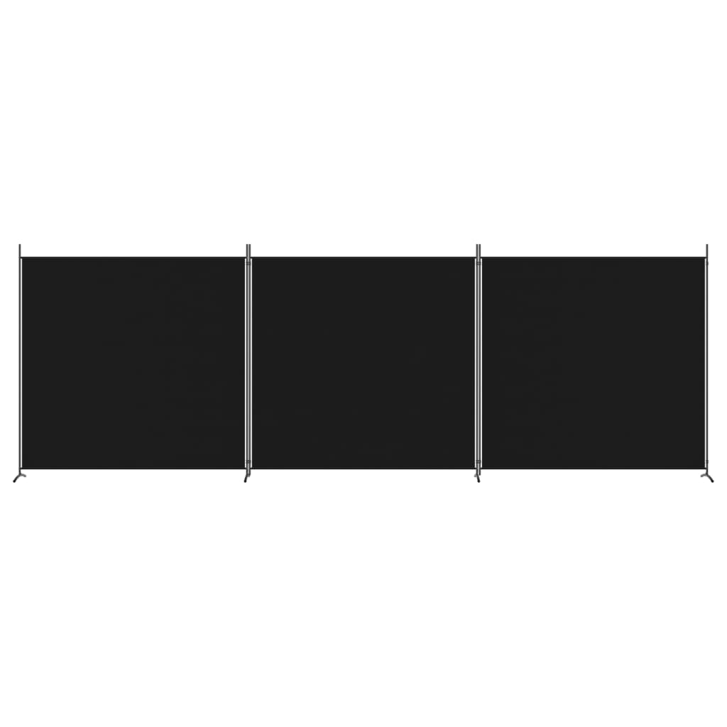 vidaXL Paravan de cameră cu 3 panouri, negru, 525x180 cm, textil vidaXL Paravan de cameră cu 3 panouri, negru, 525x180 cm, textil