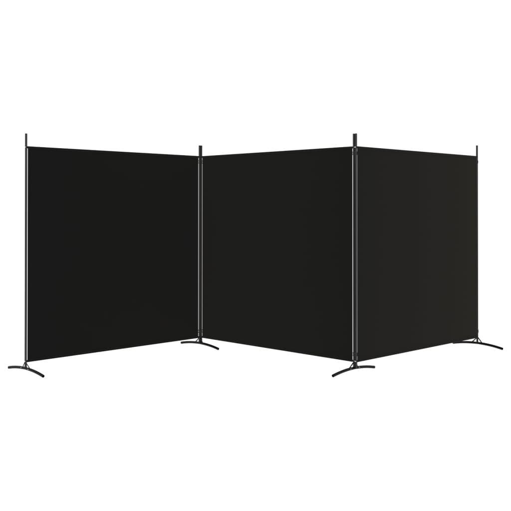vidaXL Paravan de cameră cu 3 panouri, negru, 525x180 cm, textil vidaXL Paravan de cameră cu 3 panouri, negru, 525x180 cm, textil