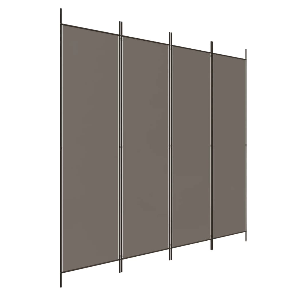 vidaXL Paravan de cameră cu 4 panouri, antracit, 698x180 cm, textil vidaXL Paravan de cameră cu 4 panouri, antracit, 698x180 cm, textil