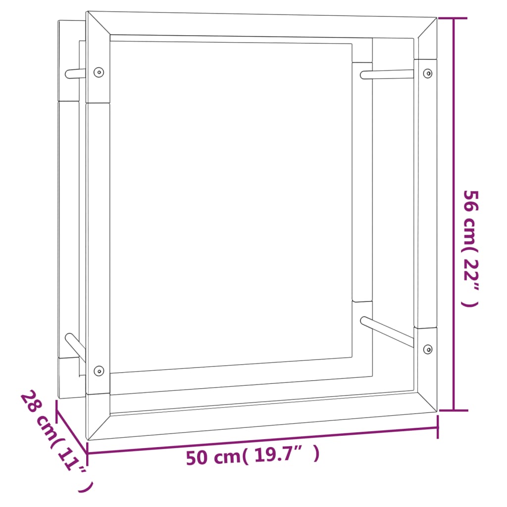 vidaXL Suport pentru lemne de foc, negru mat, 50x28x56 cm, oțel vidaXL Suport pentru lemne de foc, negru mat, 50x28x56 cm, oțel