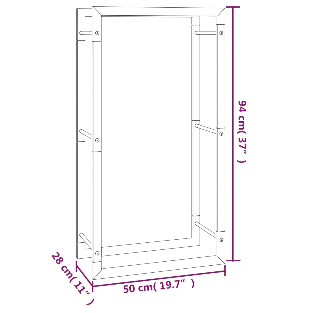 vidaXL Suport pentru lemne de foc, negru mat, 50x28x94 cm oțel